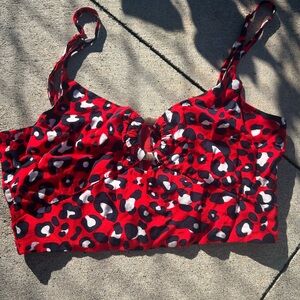 Stylish Red Leopard Print Women's Top
